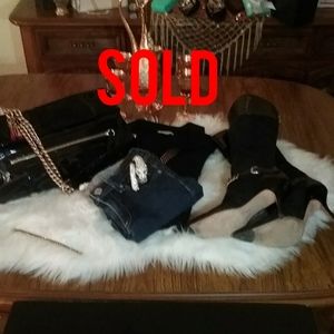 Jimmy Choo black suede with leather trim high heel